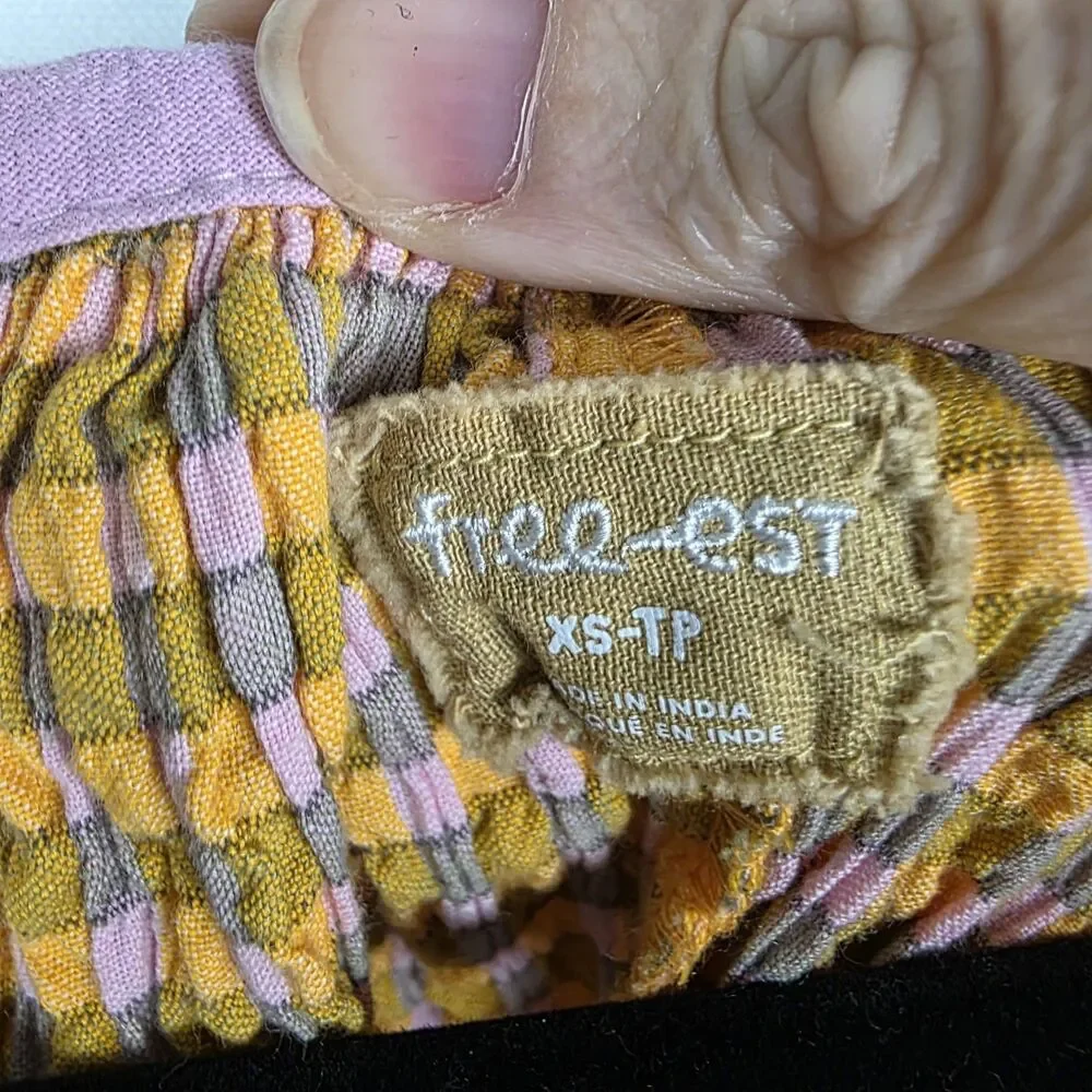 NWT Free-est Free People Clara Plaid Top Bubble Size Extra Small Beachy Crinkle‎